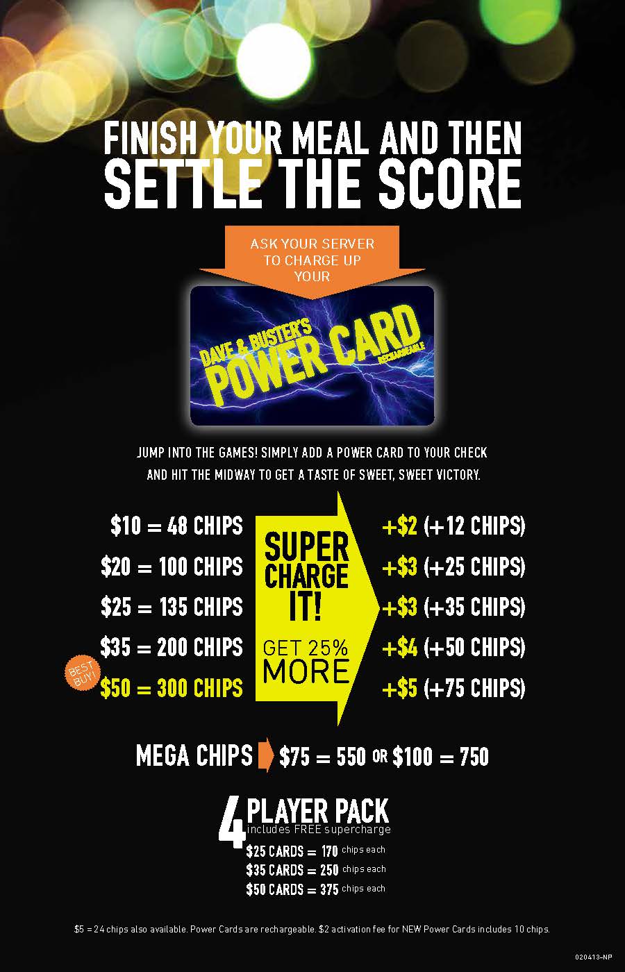 dave and buster card prices